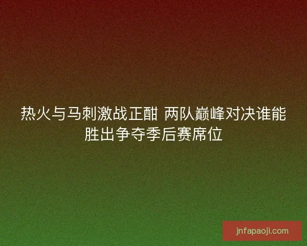 热火与马刺激战正酣 两队巅峰对决谁能胜出争夺季后赛席位