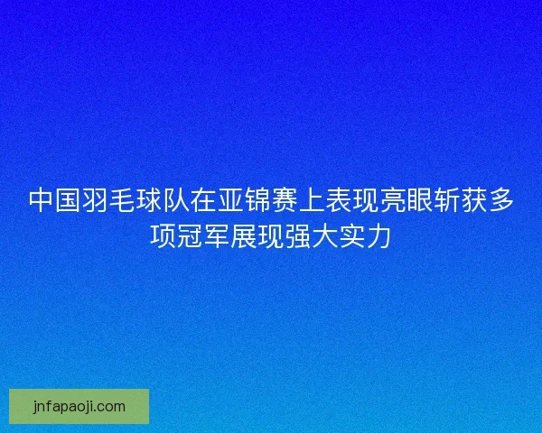 中国羽毛球队在亚锦赛上表现亮眼斩获多项冠军展现强大实力