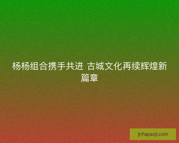 杨杨组合携手共进 古城文化再续辉煌新篇章