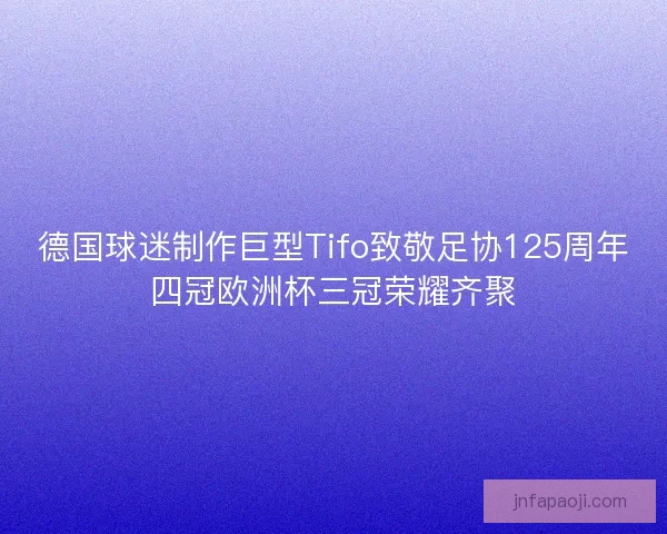 德国球迷制作巨型Tifo致敬足协125周年四冠欧洲杯三冠荣耀齐聚